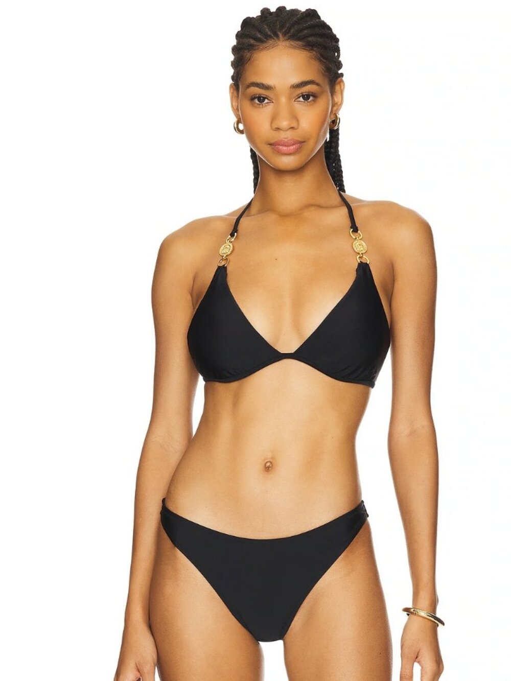 NWT L'AGENCE Annabelle Solids Triangle Bikini Top “only” Black Size Medium